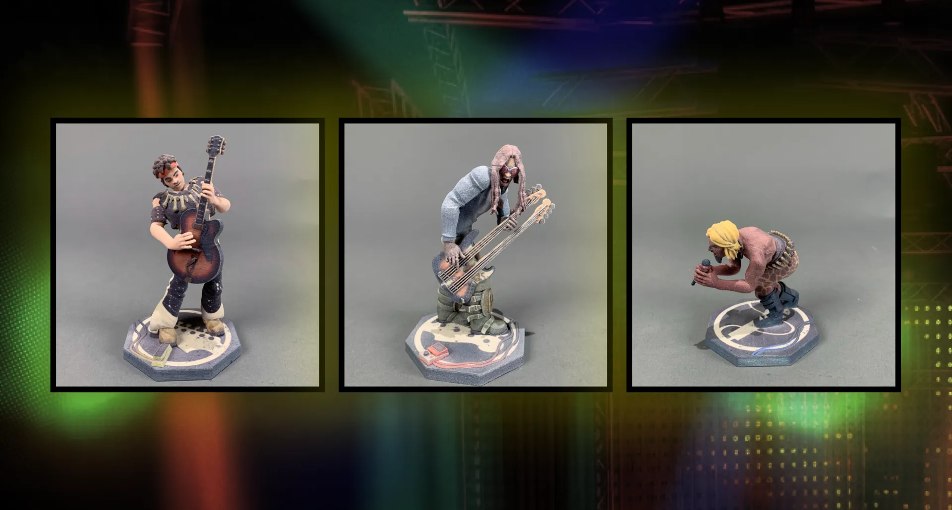 Rock Band Bandmates 3D statues
