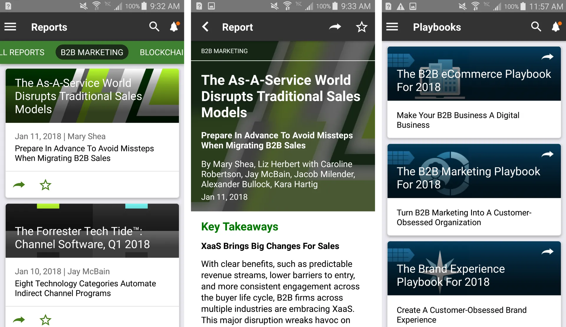 Forrester Insights Android app on Material Design