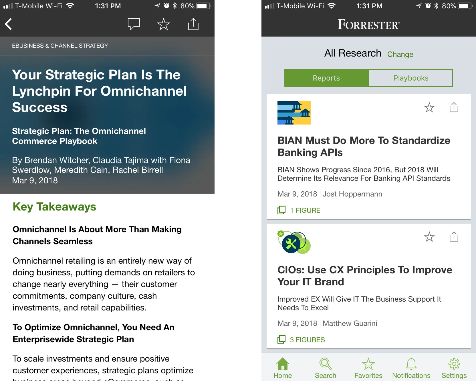 Forrester native iOS research app